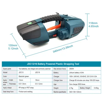 Prenosne Električne PP/PET Trak Povezovalni Stroja, Akumulatorska Baterija 13mm-16mm