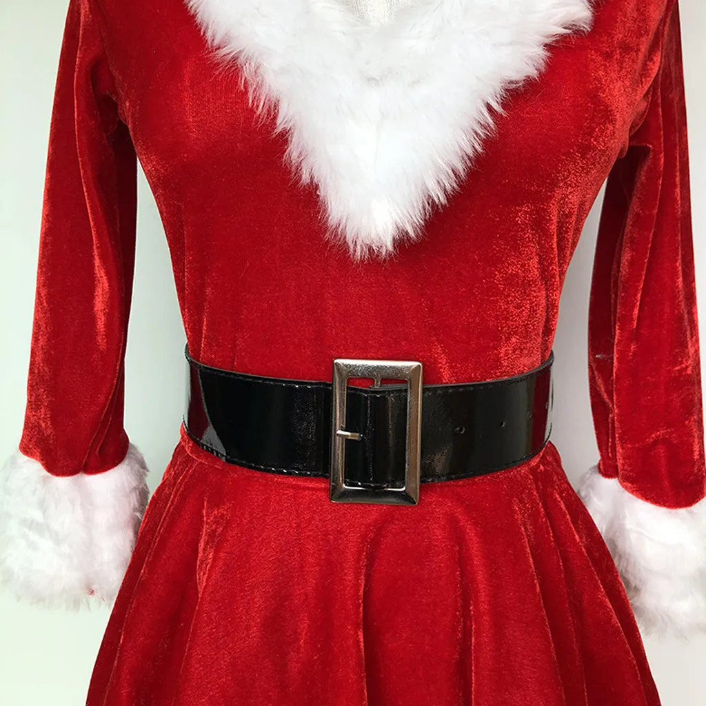 2019 Santa Claus Cosplay Božič Obleko Ženske Hooded V Vratu Mozaik Stranka Obleko Zimskih Oblačil Žensk Dresse Vestidos Mujer