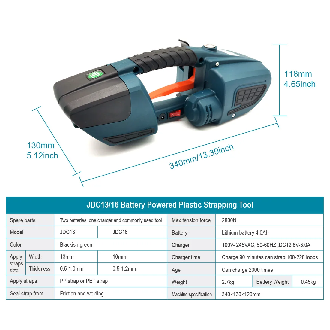 Prenosne Električne PP/PET Trak Povezovalni Stroja, Akumulatorska Baterija 13mm-16mm