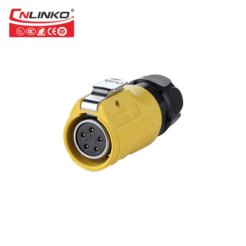 CNLINKO LP20 5pin nepremočljiva priključek IP67 5 pin priključek za napajanje Hitro zaklepanje quick connect panel mount moški vtič ženski vtičnico