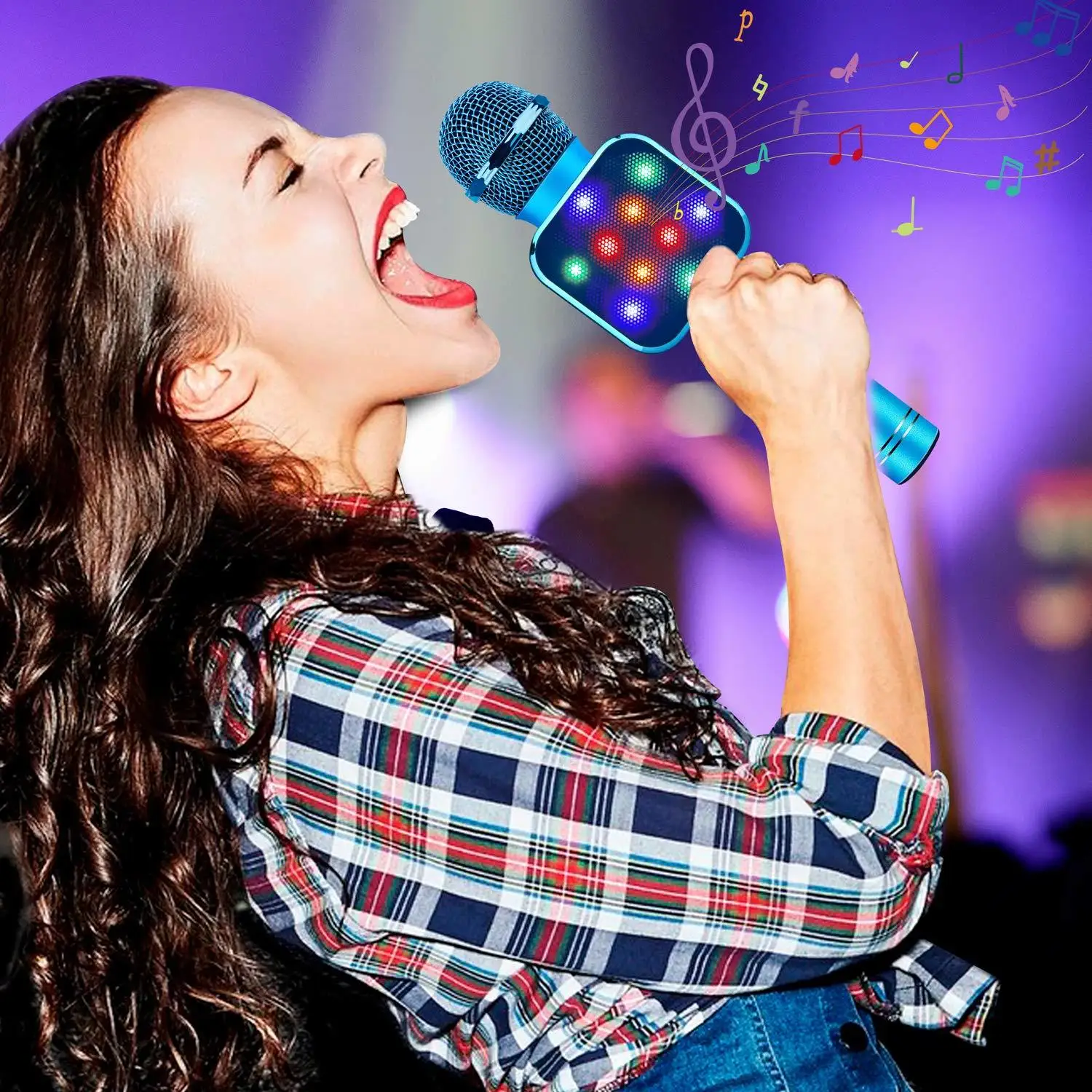 4 1 LED Luči Ročni Prenosni Mikrofon Karaoke Doma KTV Igralec z Rekordno Funkcijo so Združljive z operacijskim sistemom Android in iOS Naprav