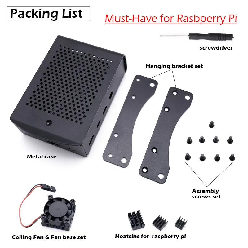 Raspberry Pi 4 Model B Aluminijasto Ohišje z Hladilni Ventilator Heatsinks Kit, Kovinsko Lupino Okence z Vgrajeno Hladilni Ventilator (Pi 4B Ne Includ)