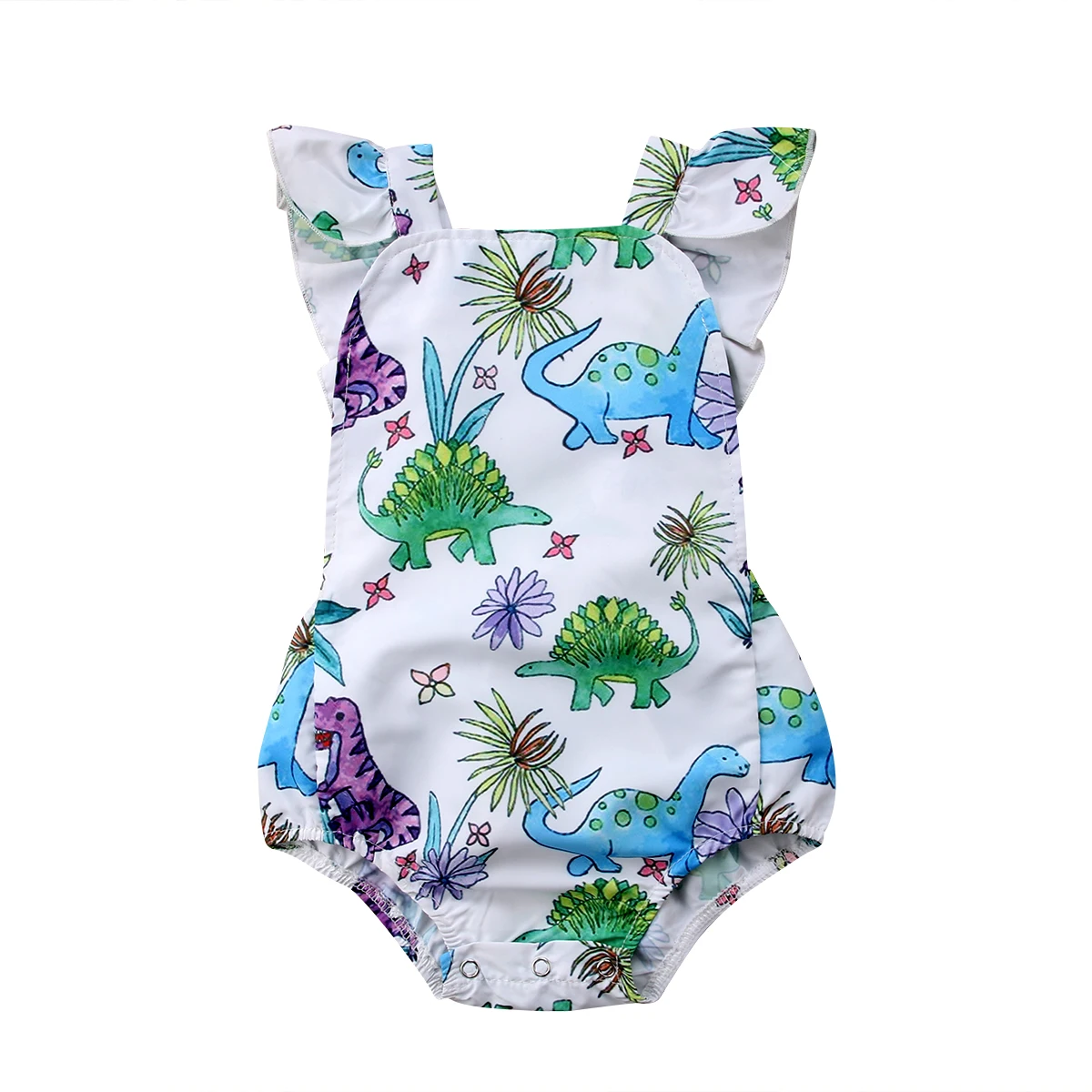 0-24M Newborn Baby Dekleta Dinozaver Tiskanja Romper brez Rokavov Baby Dekle Poletje Jumpsuit Playsuit Baby Girl Obleke