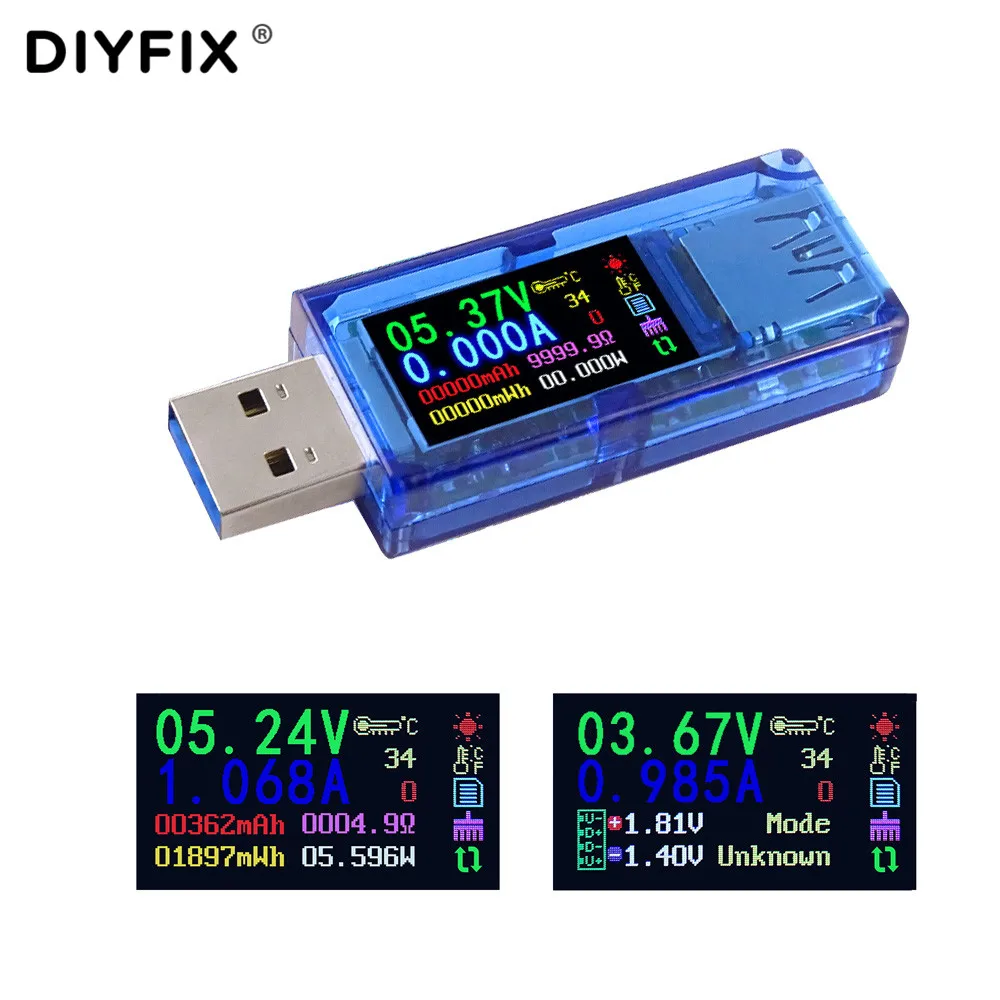 DIYFIX AT34 3.0 USB Tester IPS HD Barvni LCD-Zaslon, Voltmeter Ampermeter Napetost Tekoči Meter Multimeter Baterija Polnjenje Moči Banke