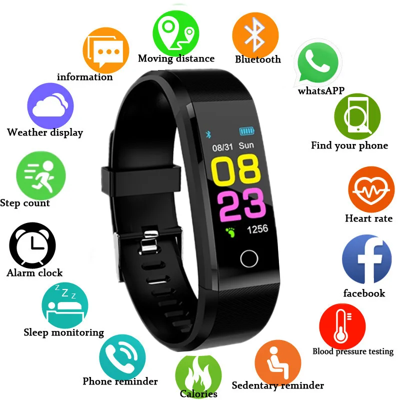 ID115 PLUS Zaslon Smart Zapestnica Šport Pedometer Watch Fitnes, Tek, Hoja Tracker Srčnega utripa, števec korakov Smart Band