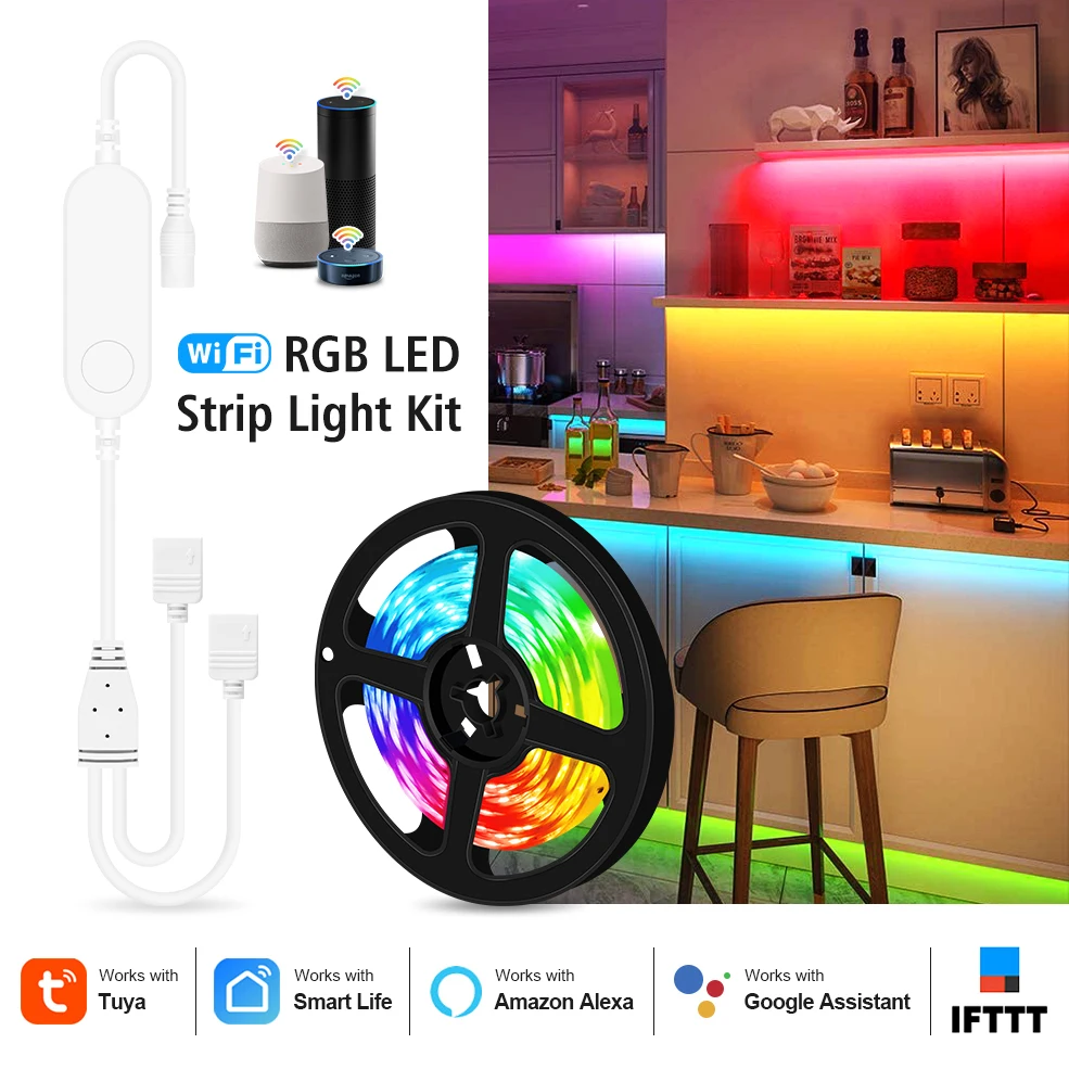 WiFi Smart LED Trak Svetlobe Glasovni Nadzor Dela z Alexa Google Pomočnik RGB Svetlobe LED Trak 12V 5050 Barva Spreminja, 5M 10M 20M