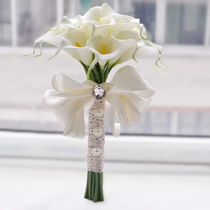 10Pcs Visoko Kakovost Pravi Dotik Calla Lily Umetno Cvetje Calla Lily Šopek Za Poročni Šopek Poročne Matične Dekoracijo Cvet