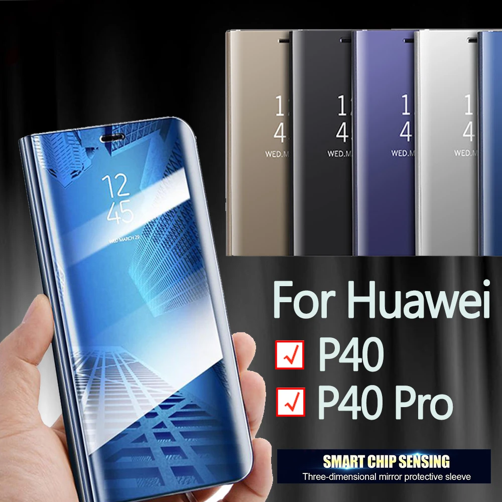 Ohišje za Huawei p40 pro kritje p40pro p 40 40pro odbijača huawai huavei 40p pro40 ogledalo flip primerih Stojalo luksuzni coque