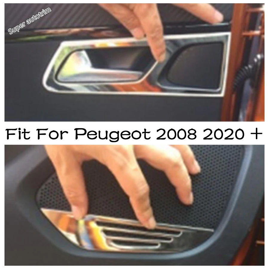 Notranjost Notranja Vrata Ročaj Ujeti Plošča / Avdio Zvočniški sequins Kritje Trim Avto Dodatki 4PCS Primerni Za Peugeot 2008 2020 2021