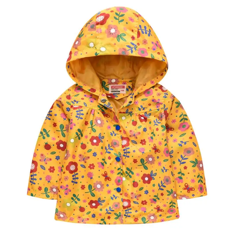 2020 Novo Pomlad Jesen Dolgo Slog Otroška Jakna Priložnostne Vrhnjih Plasti Baby Dekleta Cvetje Windbreaker Hooded Otroci Oblačila