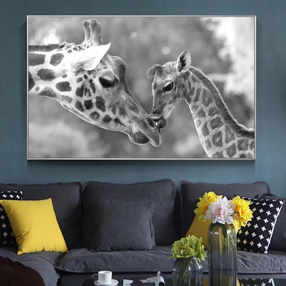 Sodobne Art Dekor Mater In Otroka Žirafa Živali Platno Slikarstvo Na Wall Art Plakat In Natisne Sliko Za Dnevno Sobo Cuadros