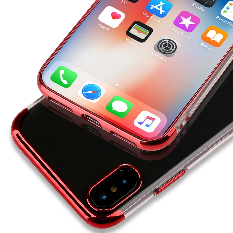 Pregledna, Jasno Electroplated Mehko TPU Primeru Telefon Za Apple iPhone X XS Max XR 8 7 6 6S Plus Shockproof Silikonski Odbijač Pokrov