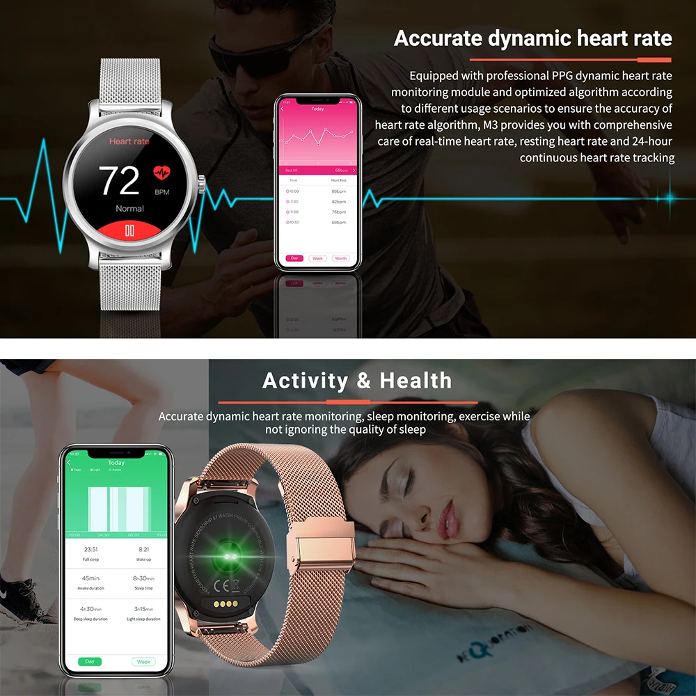 Bluetooth klic R2 Smartwatches Srčni utrip, Krvni tlak Monitor, Oddaljeni nadzor Ura Opomnik Fitnes tracker Smart Šport Gledam