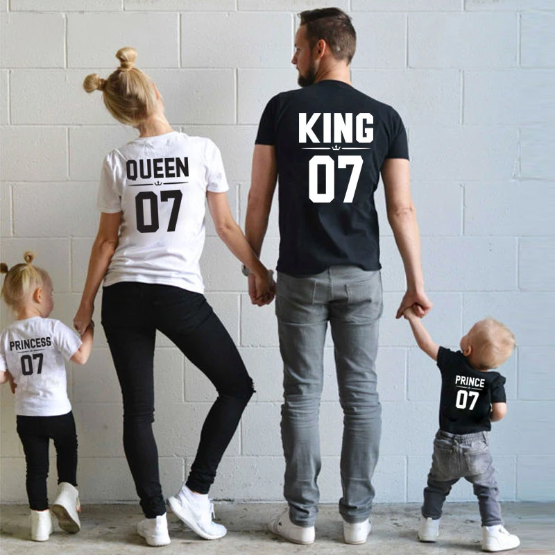 Družina ujemanje oblačila majica ujemanje družino obleke Oče, Mati, Hči, Sin t majica za družino, Kralj, kraljica Princ Princesa