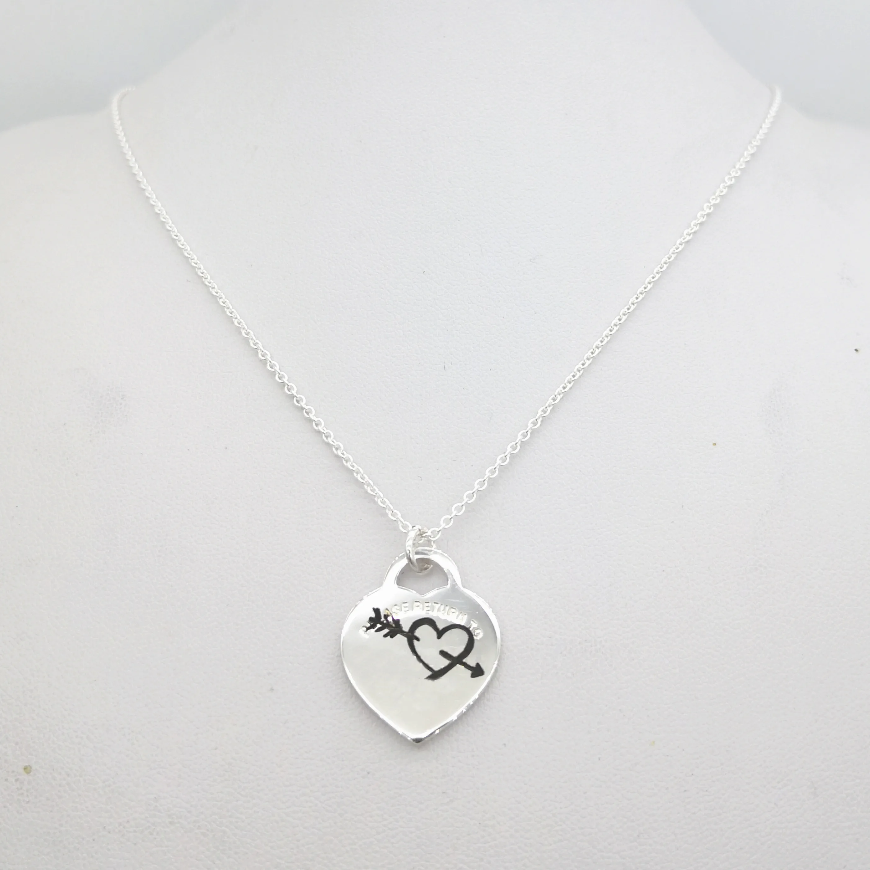 1: 1 funt srebro 925 klasično srebrno srca v obliki srca puščico obesek ženske ogrlica