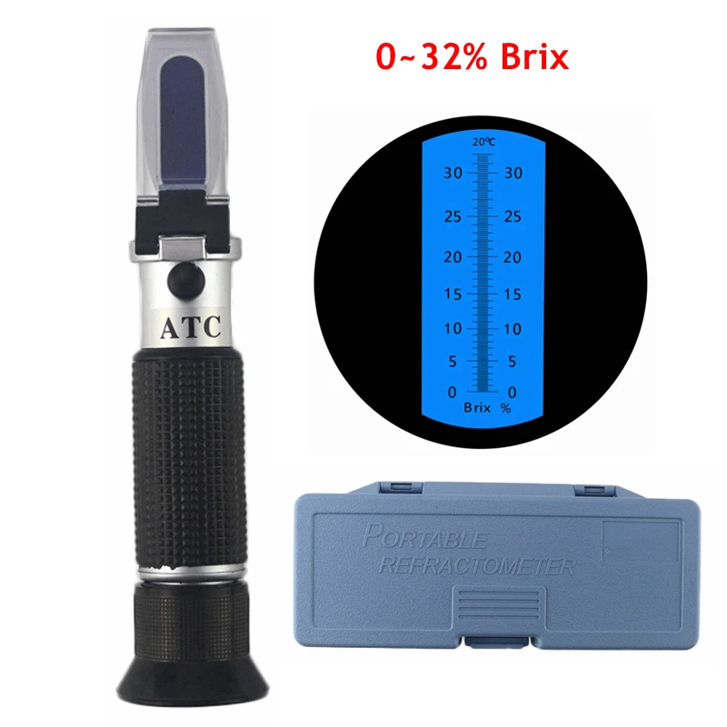 Prenosni Sladkorja, z Brix Refraktometer ročni Optični Mleka Refratometro 0-32% Brix Sok Tester Graditi v ATC