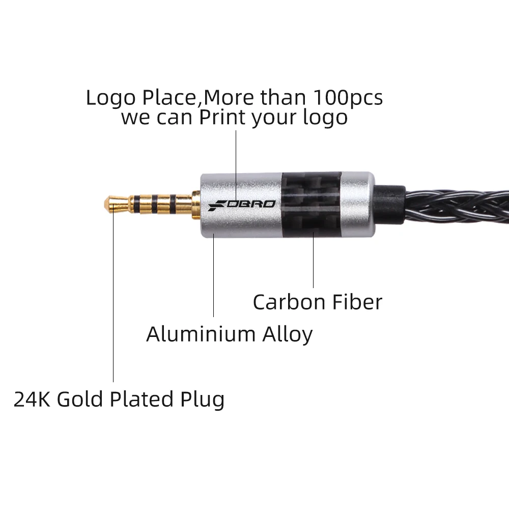 FDBRO MMCX Srebro Slušalke Kabel 8 Core Silver Plated Nadgradnjo Kabel iz Ogljikovih Vlaken 2Pin 2.5/3.5/4.4 Uravnotežena Kabel za SE846 SE535
