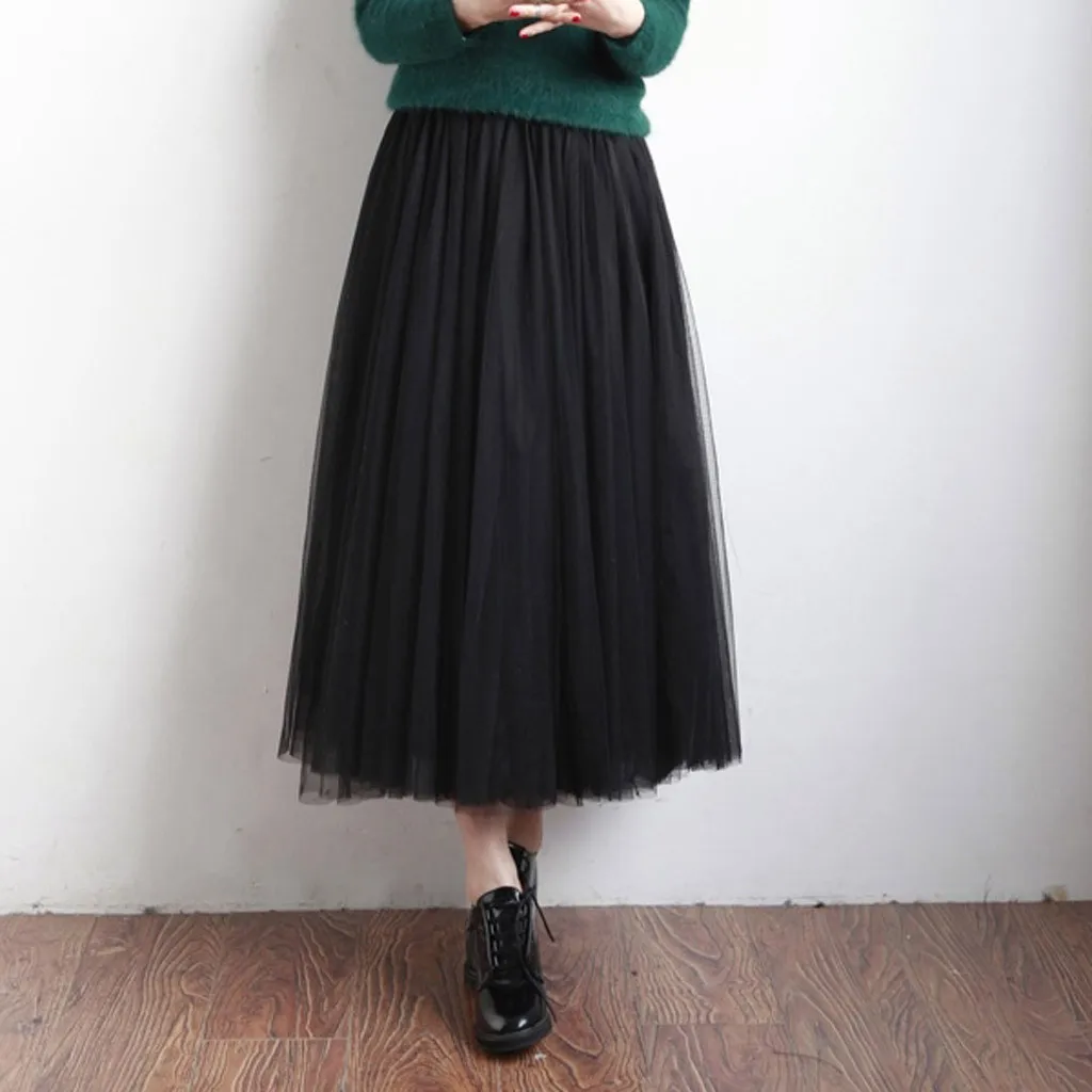 Modna Ženska Naguban Til Očesa Elastična Visoko Pasu Priložnostne A-Linija Dolga Krila Dropshipping 2020 zimski modni trend Retro velikost