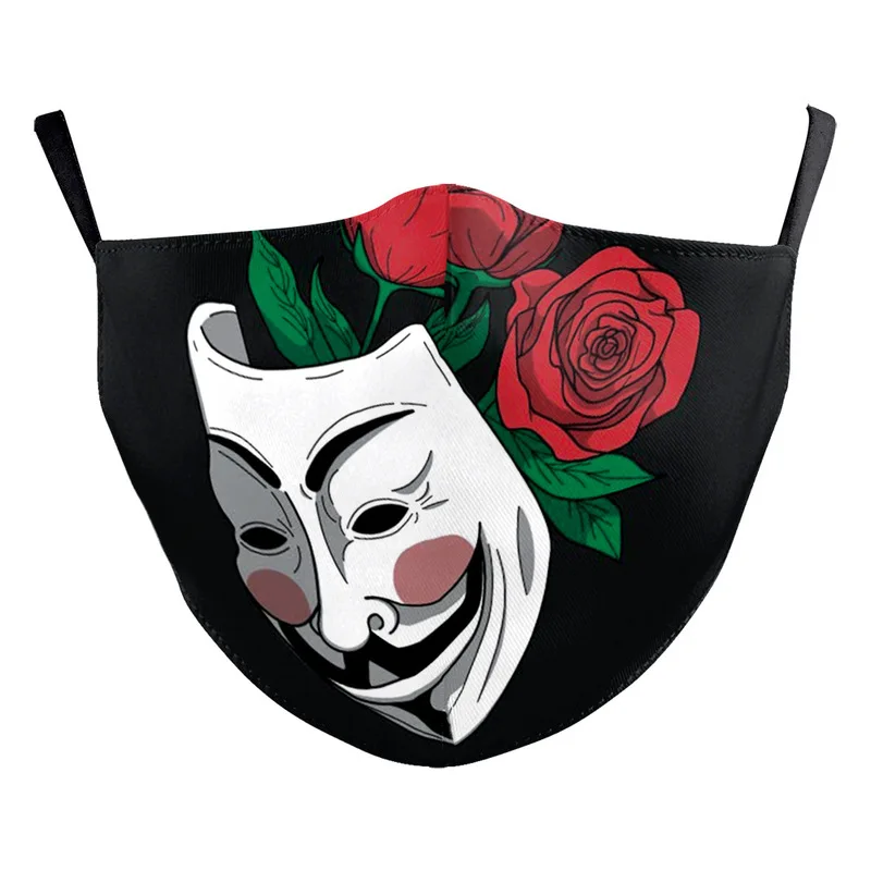 Črne Maske V for Vendetta Print Masko za enkratno uporabo Stroj Mascarillas Windproof Zaščito Prah PM2.5 Filter Usta Masko