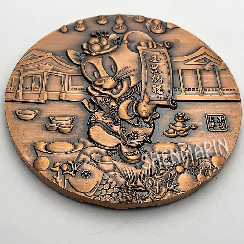 Nebesno Miško Spominski Kovanec Kitajski Zodiak Olajšave Rdeči Baker Kulture Zbirateljskih Kovancev Srečno Leto Podgana