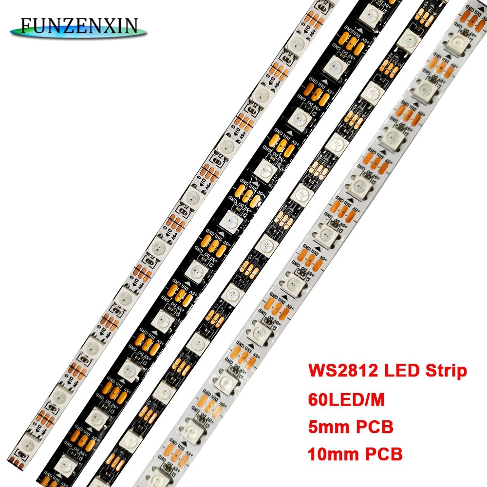 5 WS2812B WS2812 5/10 mm 60led/m Smart RGB Led Trakovi IndividuaIly Prostor Svetlobe Črno/Beli PCB IP30 1/2/3/4/5m