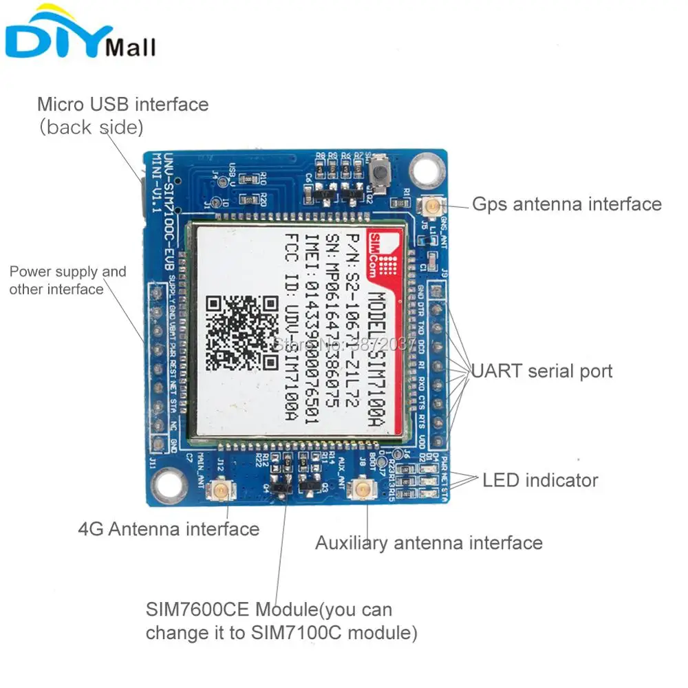 NAS Omrežje SIM7100A Modul 4G Razvoj Penzion + Antena za Arduino Raspberry Pi Android, Linux, Windows