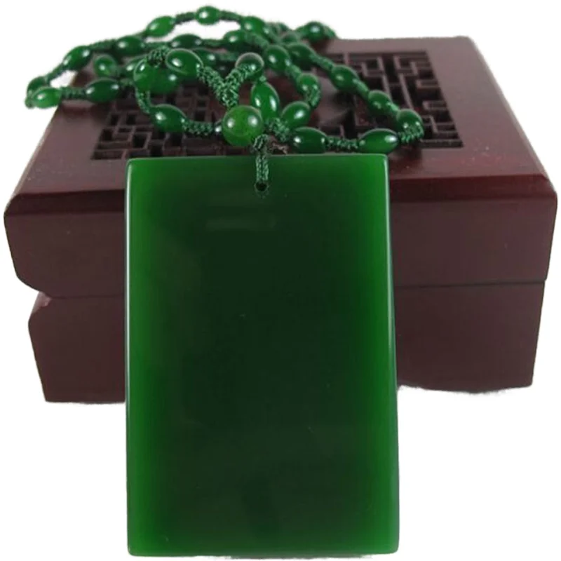 KYSZDL Naravnih Hetian kamen zelenega kamna zeleni kamen, ogrlico, obesek obesek Božični kartice ženski pulover verige