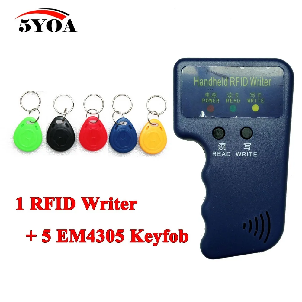 Ročni 125KHz EM4100 RFID kopirni stroj Pisatelj Duplicator Programer Bralec + 5 Kos EM4305 T5577 večkrat zapisljivi ID Keyfobs Oznake Kartico
