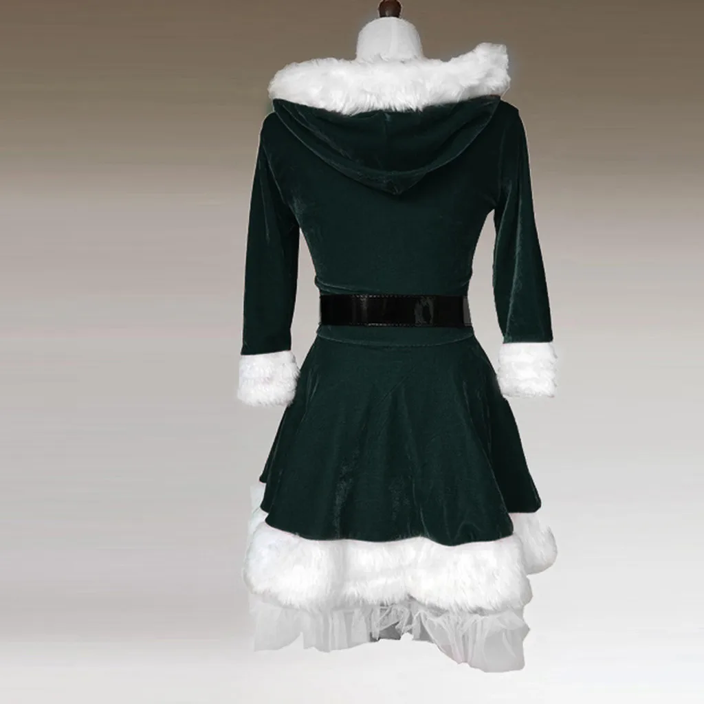 2019 Santa Claus Cosplay Božič Obleko Ženske Hooded V Vratu Mozaik Stranka Obleko Zimskih Oblačil Žensk Dresse Vestidos Mujer