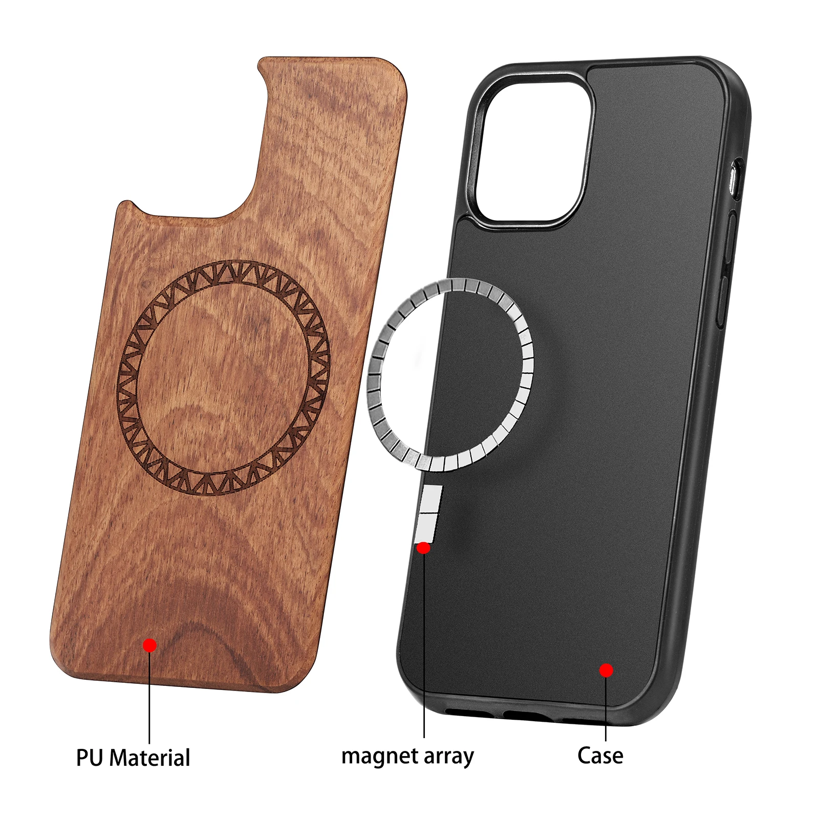 Razkošje lesa Magsafe Primeru za iPhone 12 PRO MAX Magsafing Brezžični Polnilnik Magnetni Primeru Telefon za iPhone 12 12mini