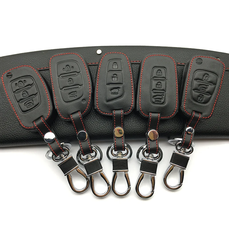 Priljubljena vrečke glavni primerih usnja določa Avto ključ primerih Za Hyundai IX45 Santa Fe (DM) 2013 2016 3 gumbi Tipko Lupini
