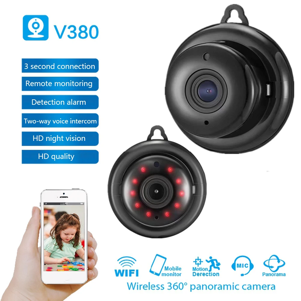 V380 wifi ip kamera HD 1080P Brezžična Mini WIFI Night Vision Pametne Infrardeče Zaznavanje Gibanja CCTV nadzorna kamera