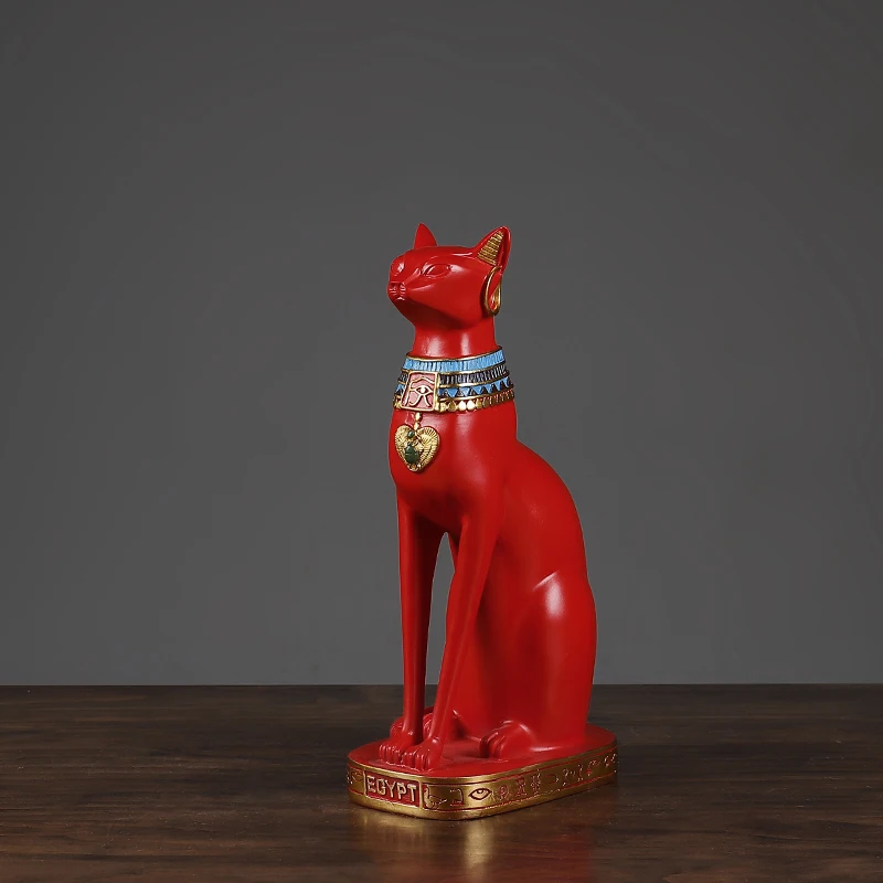 Razkošje Svetlobe Slog Rdeče Egiptovski Mačka Kip, Kiparstvo Začetni Okraski Okraski Smolo Obrti Okrasni Dodatki