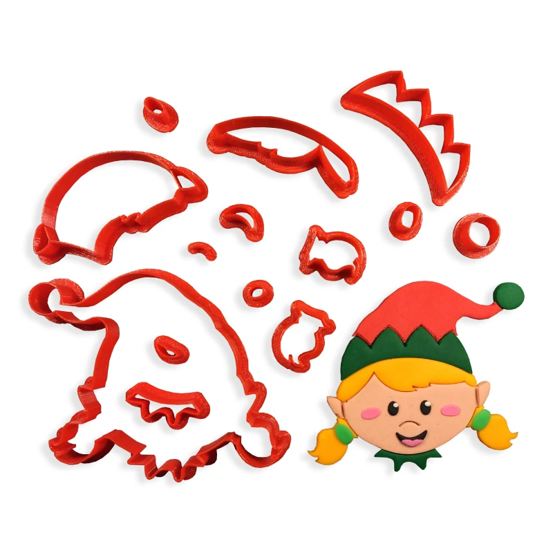 Božič Elf Fant Dekle Čevlji Obliko Fondat Žig za Božič Praznujemo Torte, Piškote, Piškote 3D Tiskanih Rezila