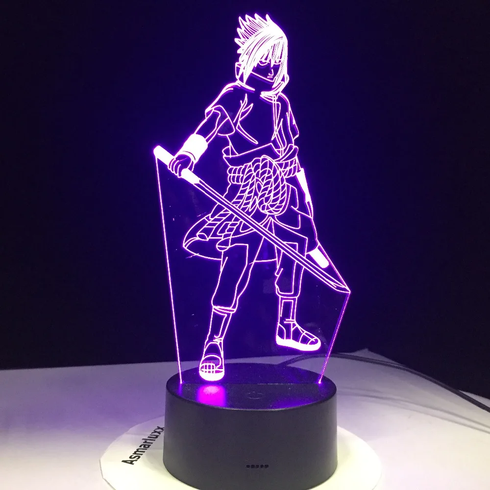 Anime Naruto Lučka Uzumaki LED Nočna Lučka Sasuke Kakashi Hatake Otroci Spalnica Nočna Itachi Uchiha 3D Lučka Otrok Božič Darilo
