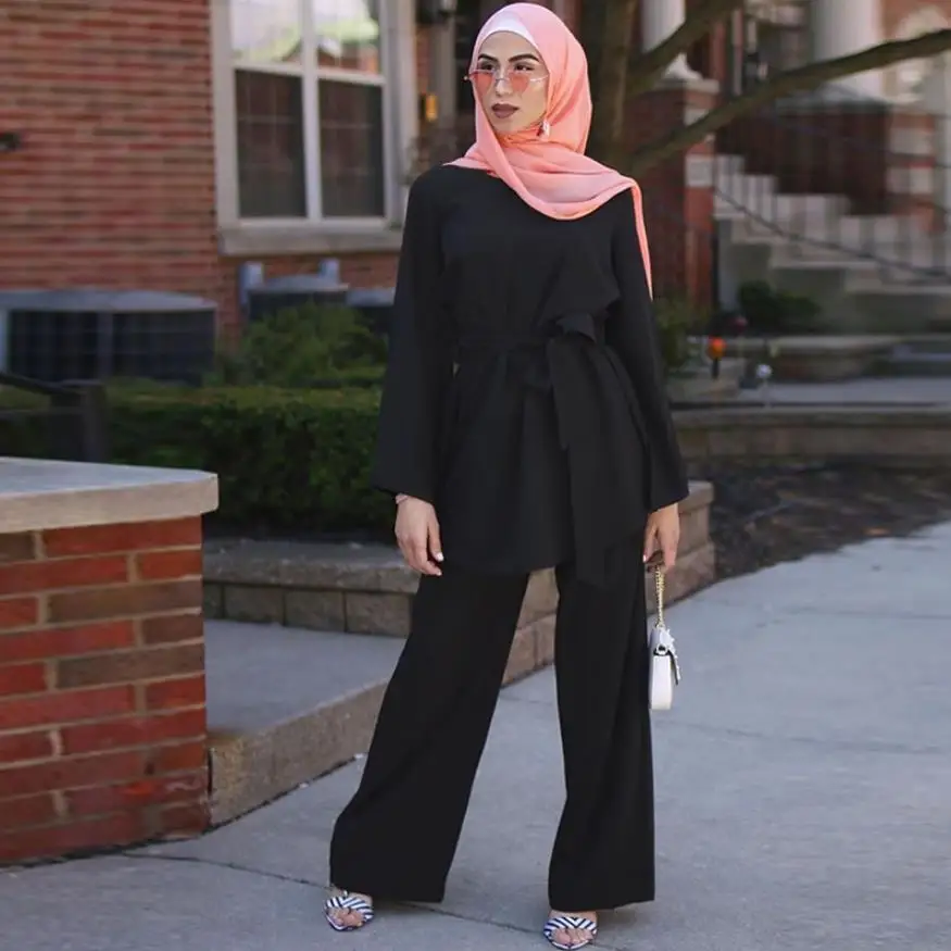2 Kosa peignoir določa Abaya turški Hidžab Muslimansko Obleko Islamske Ženske obleke Grote Maten Dames Kleding Ansambel Femme Musulmane