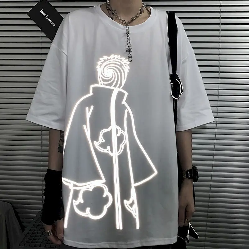 Kratek sleeved majica s kratkimi rokavi Moški Ženske 2021 Poletje Ins Reflektivni Naruto Trend Svoboden Osebnost, Tehnologija, Ustvarjalnost Nekaj Obrabe Vrh
