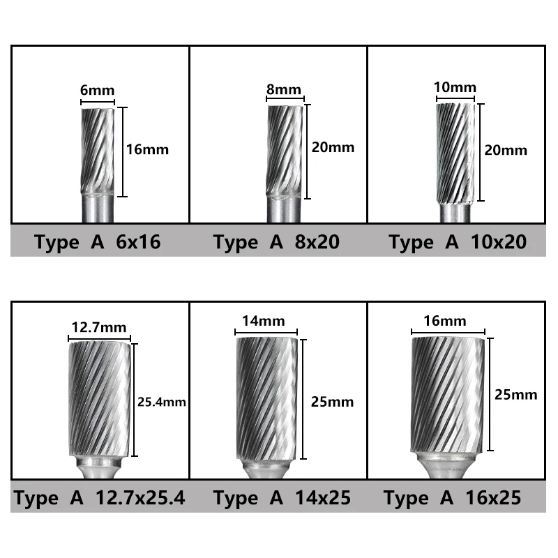Rotacijski Datoteke Tipa, Eno Flavta Rotacijski Burrs CNC Graviranje Bitov 6 mm Kolenom Za Kovinarstvo Carving Orodje Volframov Karbid Bitni Burr