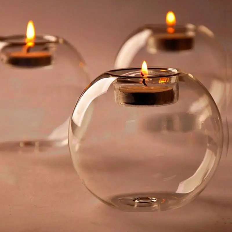 2pcs/paket Stekleno kroglo svečniki doma dekoracijo letnik kristalno candelabras stranko poroko candlestand poroka stranka dekor
