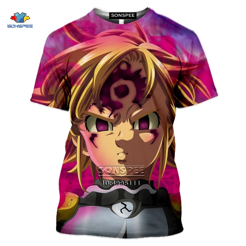 SONSPEE Anime Sedem Smrtnih Grehov moška T-shirt 3D Tiskanja Japonska Manga Ženske Poletje Priložnostne Telovadnici Majica Meliodas Estarossa Ban