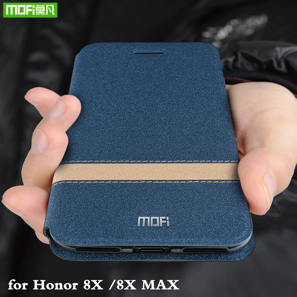 MOFi Pokrovček za Čast 8X Primeru za Huawei Honor 8X Max TPU Coque PU Usnje Folio Ohišje iz Silikona, Knjige Capa