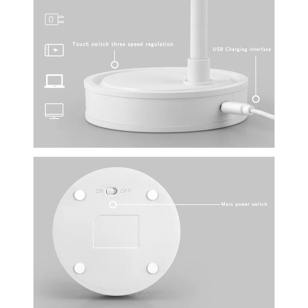 USB Polnilne Nizka raven Hrupa Prenosni Multi-funkcijo Desk Fan Tiho Prenosni Ventilator za Namizni Office Tabela Boljše Hlajenje 3 Hitrosti