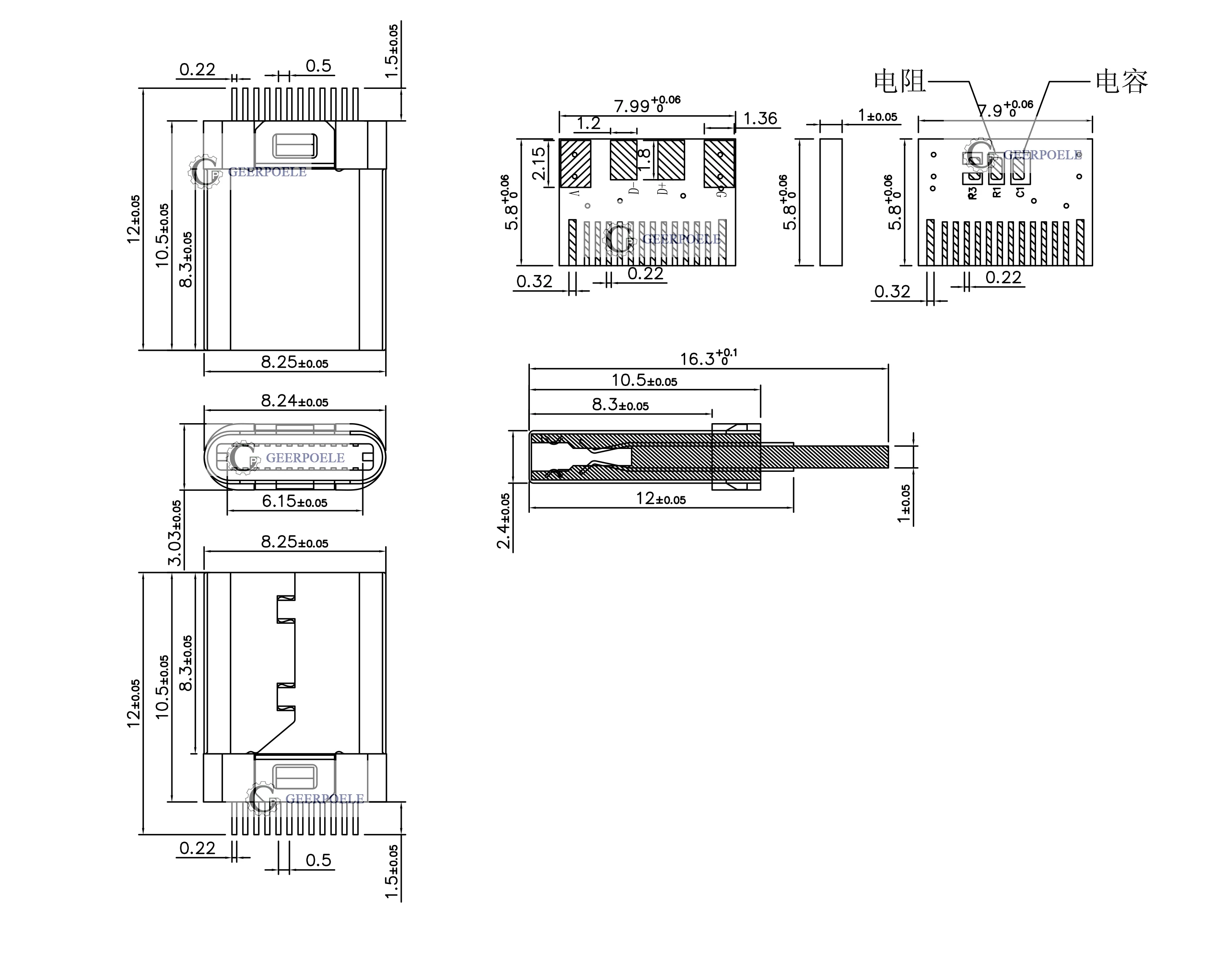 50 kos/veliko Tipa C 24P Priključki Plug Micro USB Moški Set Primeru Conector Pcb Connettori Elettrici Telefon Prise Enchufes