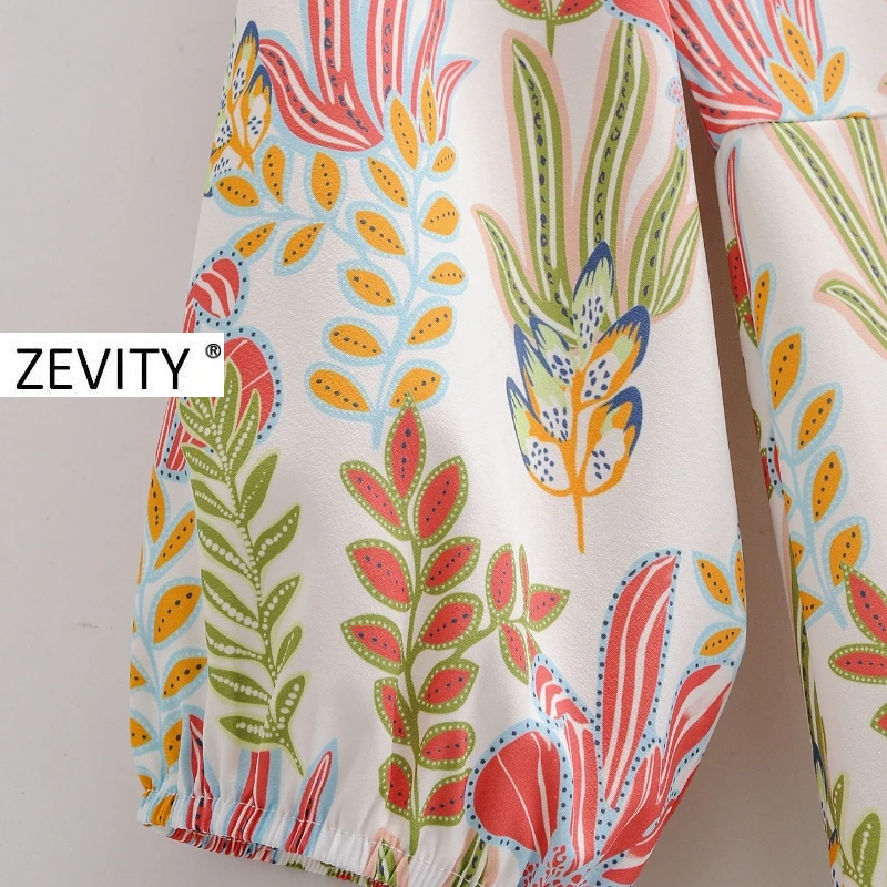Zevity Nove ženske vintage o vratu čipke tiskanja priložnostne ohlapno obleko elegantno ženske tričetrt rokav vestidos stranke obleke DS4164
