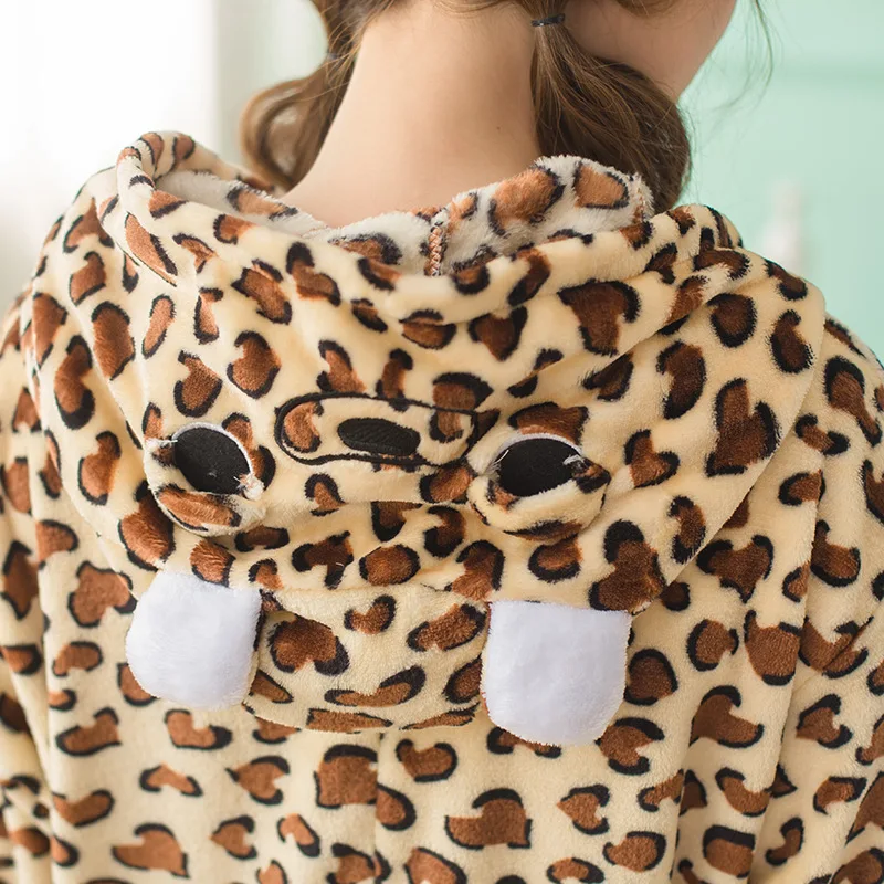 Kigurumi Leopard Pajama Odraslo Žival Onesies za Ženske Moški Par Zimskih Pižamo Kegurumi Sleepwear Flanela Pijamas pyjama