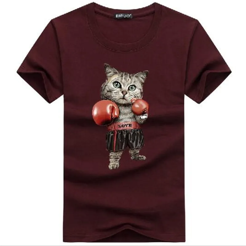 BINYUXD Moških Boxinger Mačka Moda 3D Print Majica s kratkimi rokavi Poletje Kawaii Plus Velikost Puglism Močno Boksar majice s kratkimi rokavi Moški