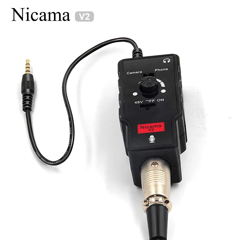 Nicama V2 XLR/Mikrofon Kitara Adapter z 48V Fantomsko Napajanje Mic dodatna Oprema Preamp Ojačevalnik za Pametni telefon iPad DSLR Fotoaparat