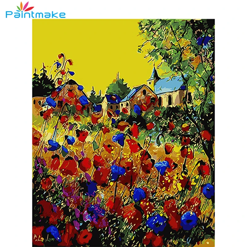 Paintmake Povzetek brez okvirjev Slike DIY Barvanje Z Številkami, Home Decor Art Slika Darila Oljna slika na Platnu Cvetje 40*50 cm