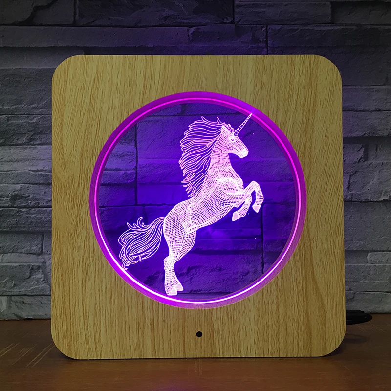 Samorog Konj Barv 3D LED ABS Plastike Noč Svetlobe DIY Meri Svetilke namizne Svetilke Otroci Barve Darilo Doma Dekor DropShipping 1958
