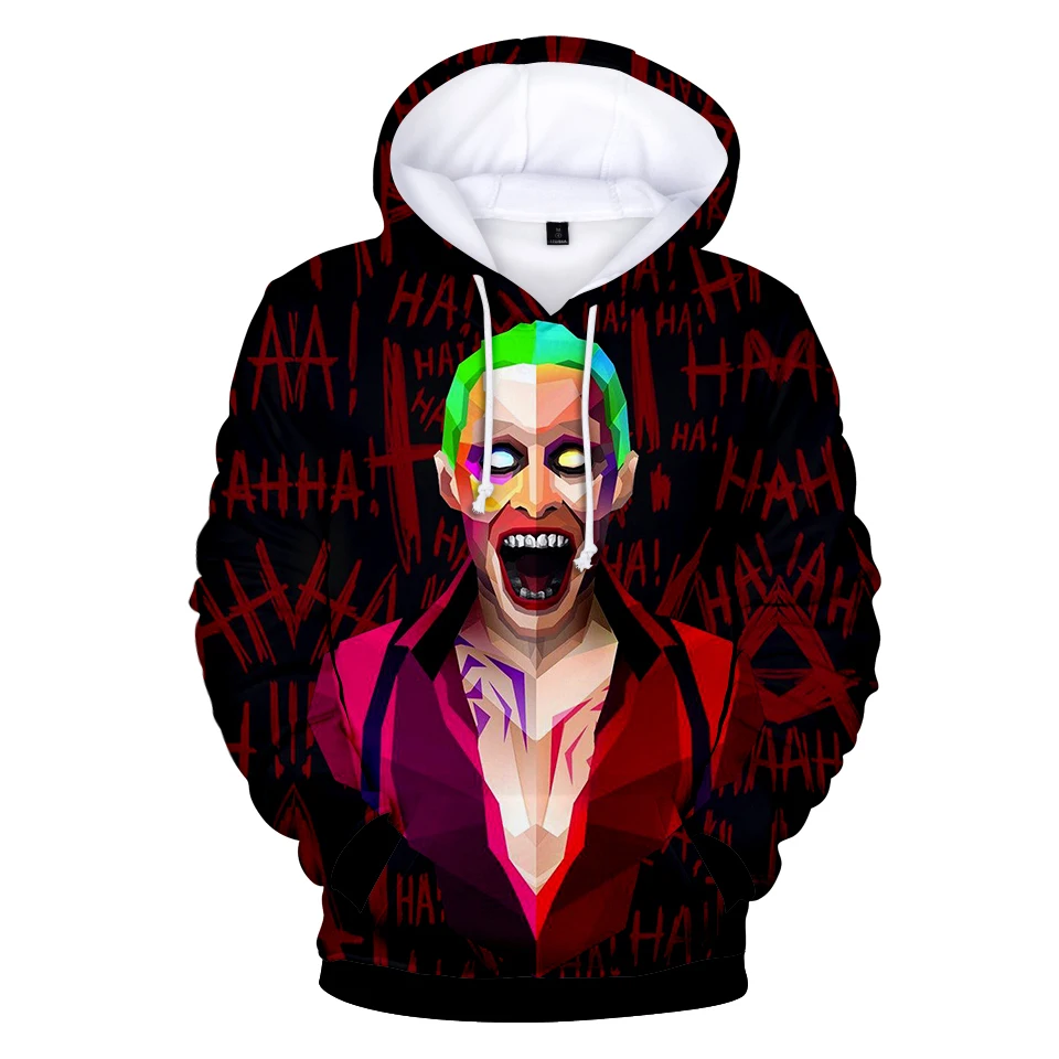 Joker 3D Print Majica s Kapuco Moških in žensk, Hip Hop Smešno Jeseni Ulične Hoodies Majica Za Pare Oblačila